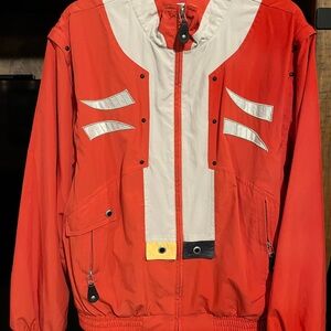 Men's Red and White Windbreaker Jacket